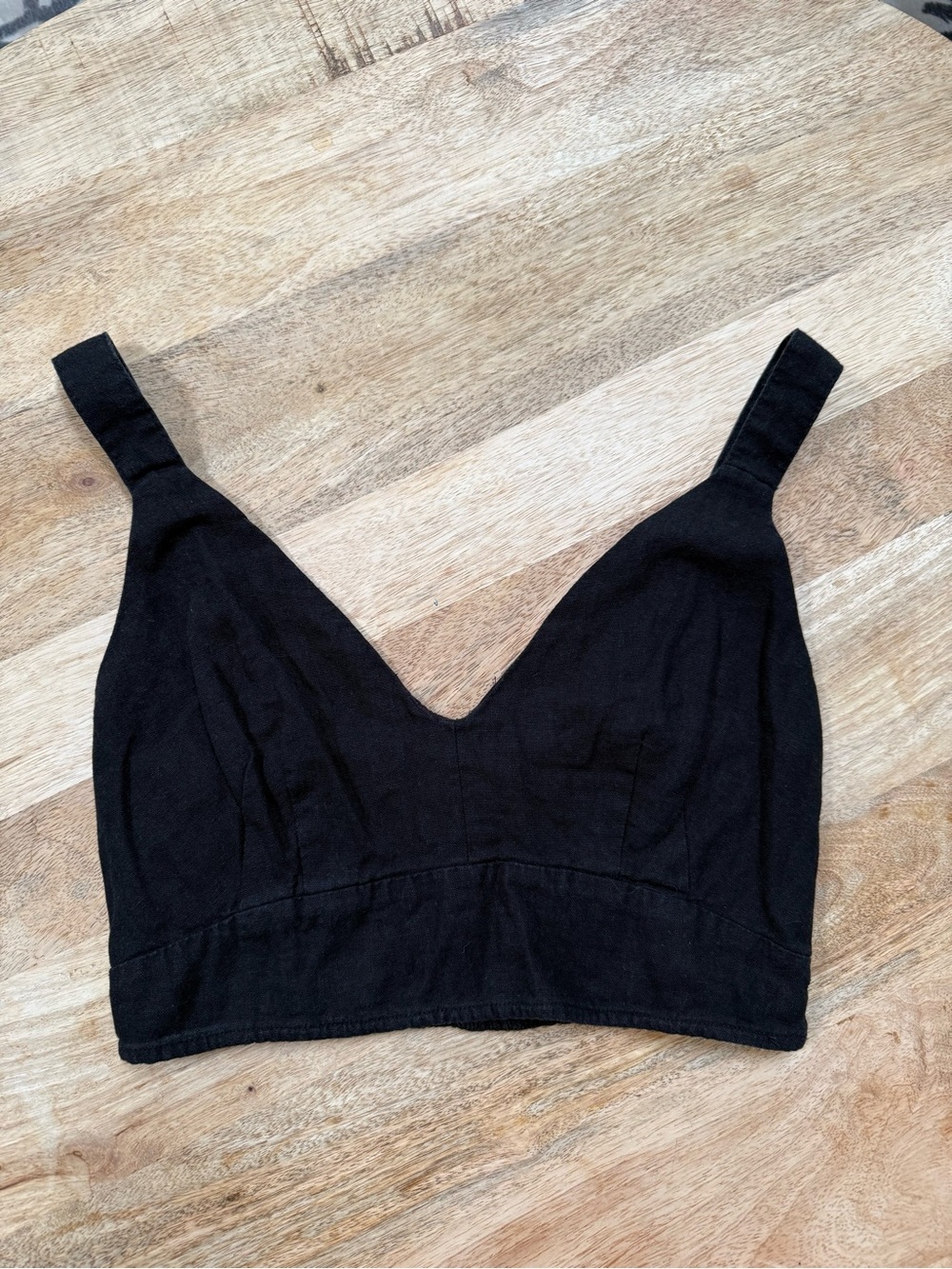 Abercrombie & Fitch Black Linen Crop Top